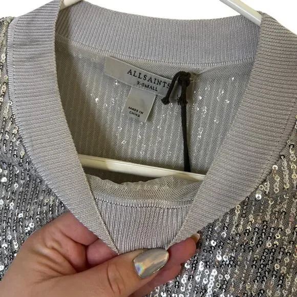 ALLSAINTS Juela Sequin Long Sleeve Mini Dress